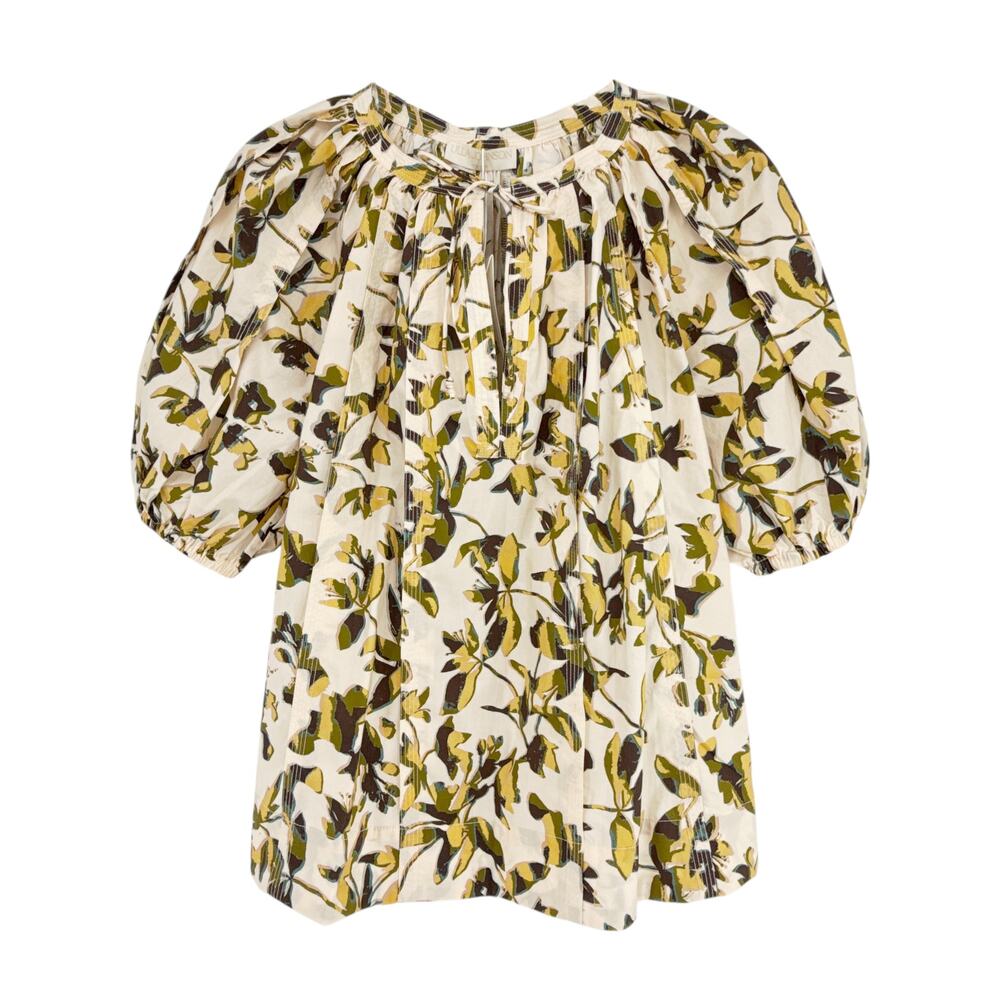 ULLA JOHNSON Loli Short Sleeve Blouse in Lucent 2|S